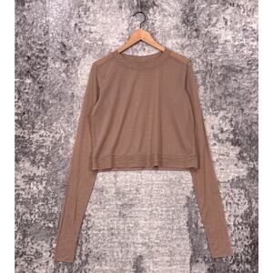 ALO Yoga Top Medium Womens Mesh Crop Long Sleeve Brown